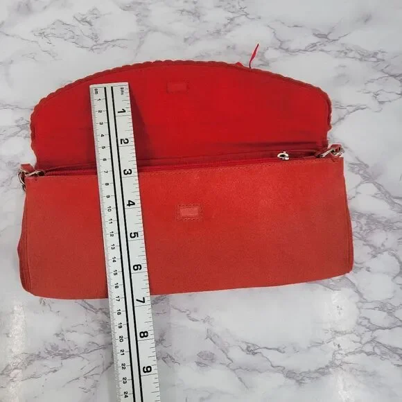 Banana Republic Y2K Red Suede Mini  Shoulder Bag or Clutch - Picture 6 of 13